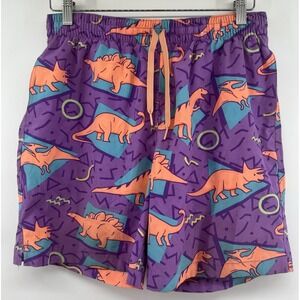 Chubbies Mens Medium Swim Trunks Shorts Dinosaurs Pink Purple 80's Themed